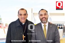 Padre Jaime Calderón Calderón Arzovispo de León y Padre Miguel Ángel Cuanalo, S.J.,  Rector del Instituto Lux