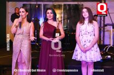Leslie Garza, la cineasta Maryam Pirband y la actriz  London Garza en los Premios Q