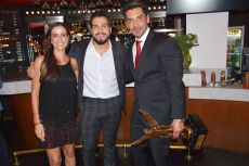 Paulina Mercado, Andrés Tovar productor  y Charly López el ex Garibaldi